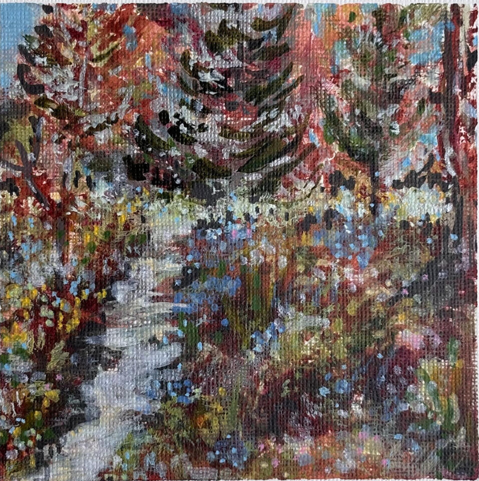 "Satterlee Garden, Bar Harbor" Acrylic on Paper 6 x 6