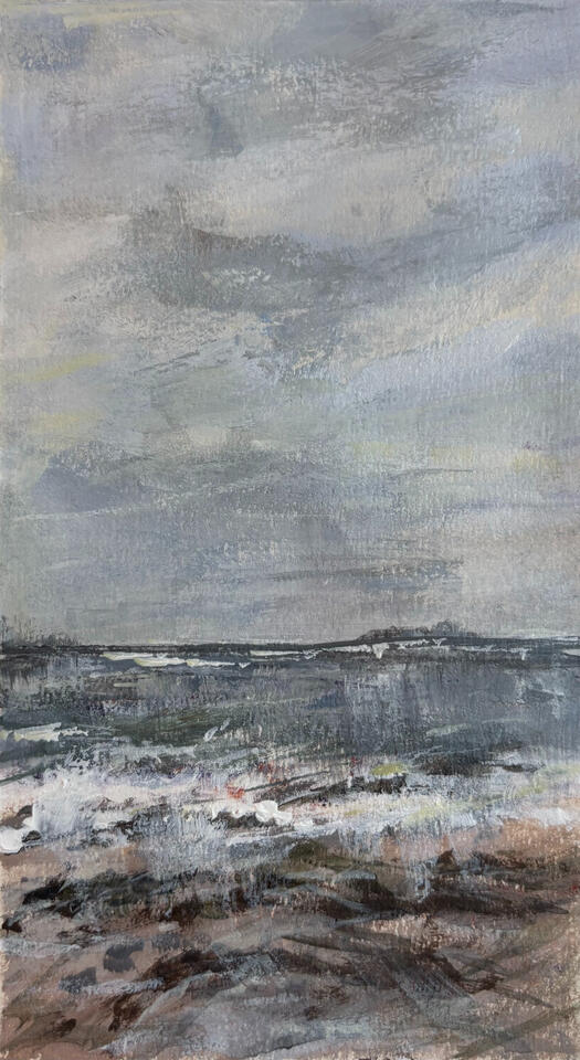 "Pine Point in April" Acrylic on Paper 5.5 x 8.5