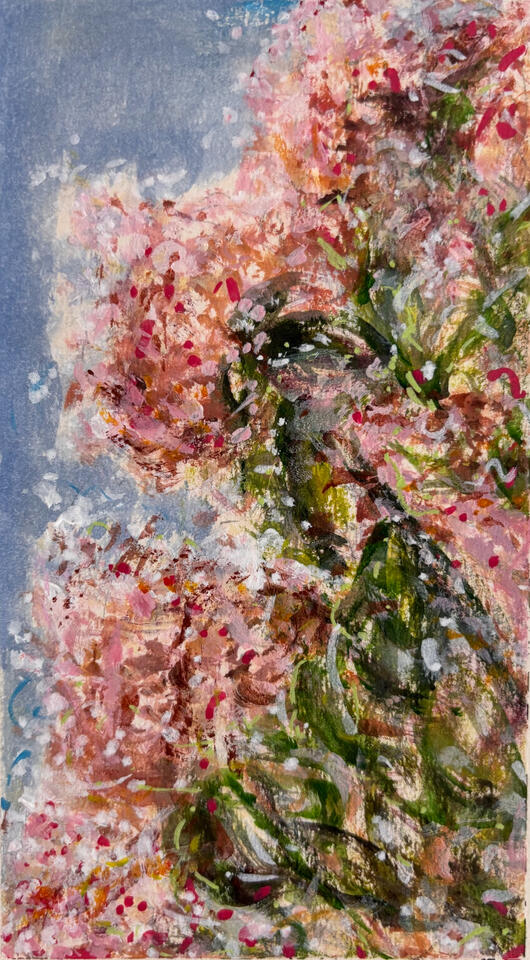 "Study on Hydrangea" Acrylic & Acrylic Pen on Paper 5.5 x 8.5