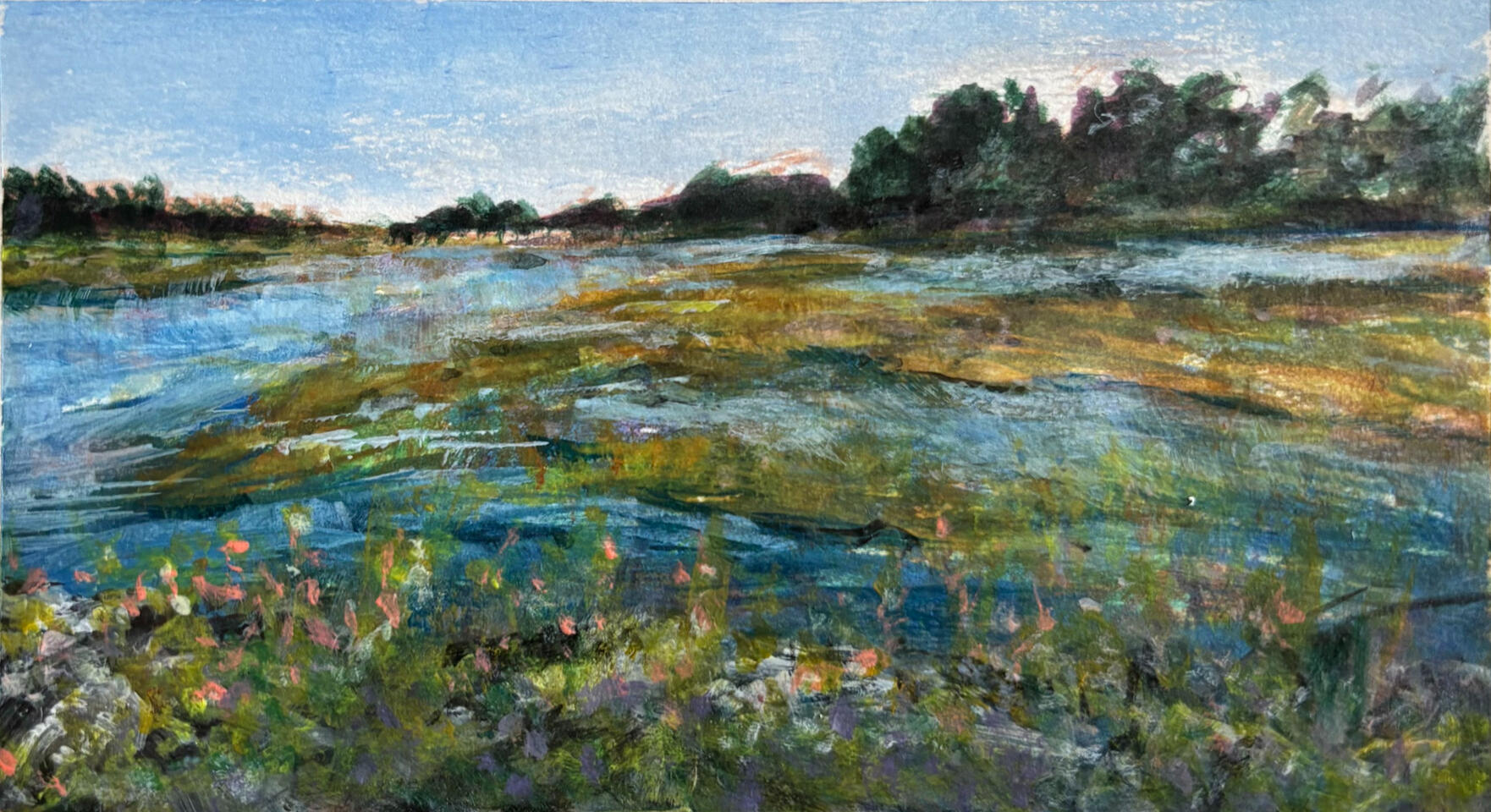 "Marsh in Wells" Acrylic on Paper 5.5 x 8.5