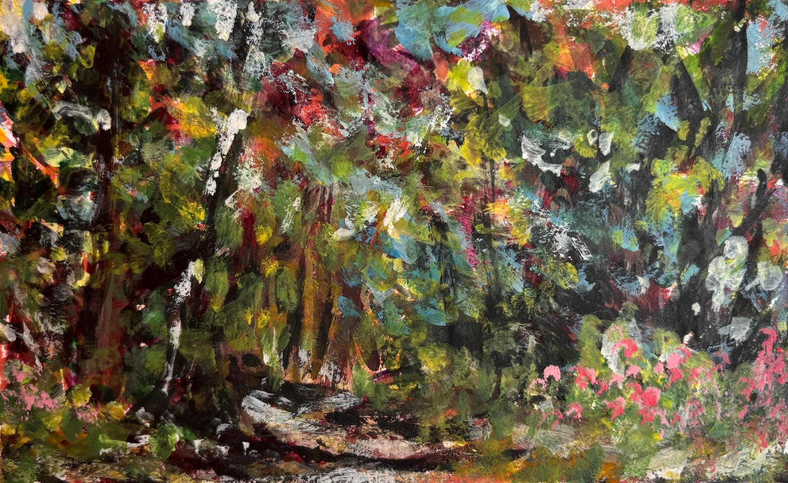 "Fairy Pathway, Mackworth Island" Gouache on Paper 8 x 10 (Matted to 4 x 6)